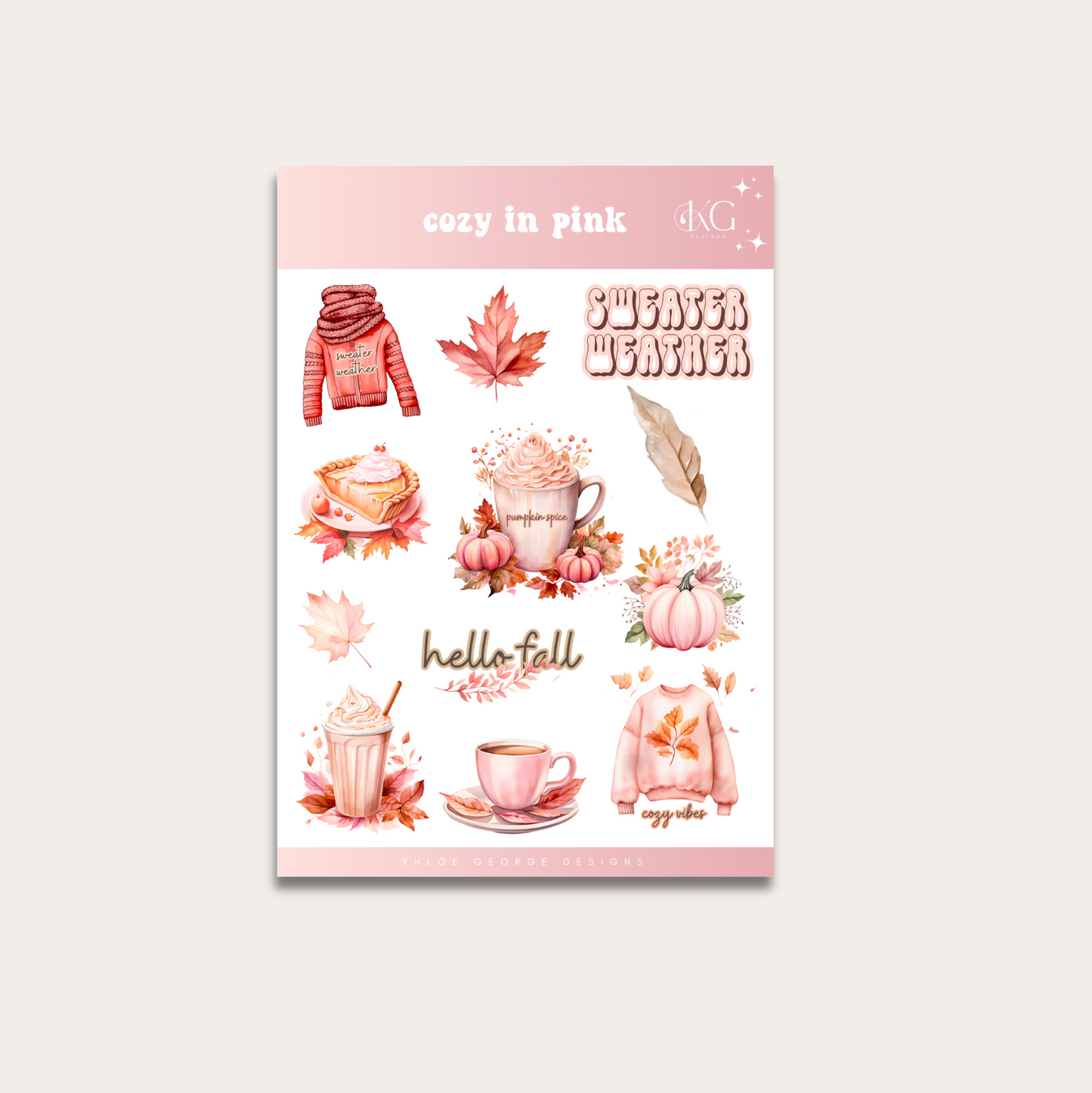 Cozy in Pink Fall Sticker Sheet