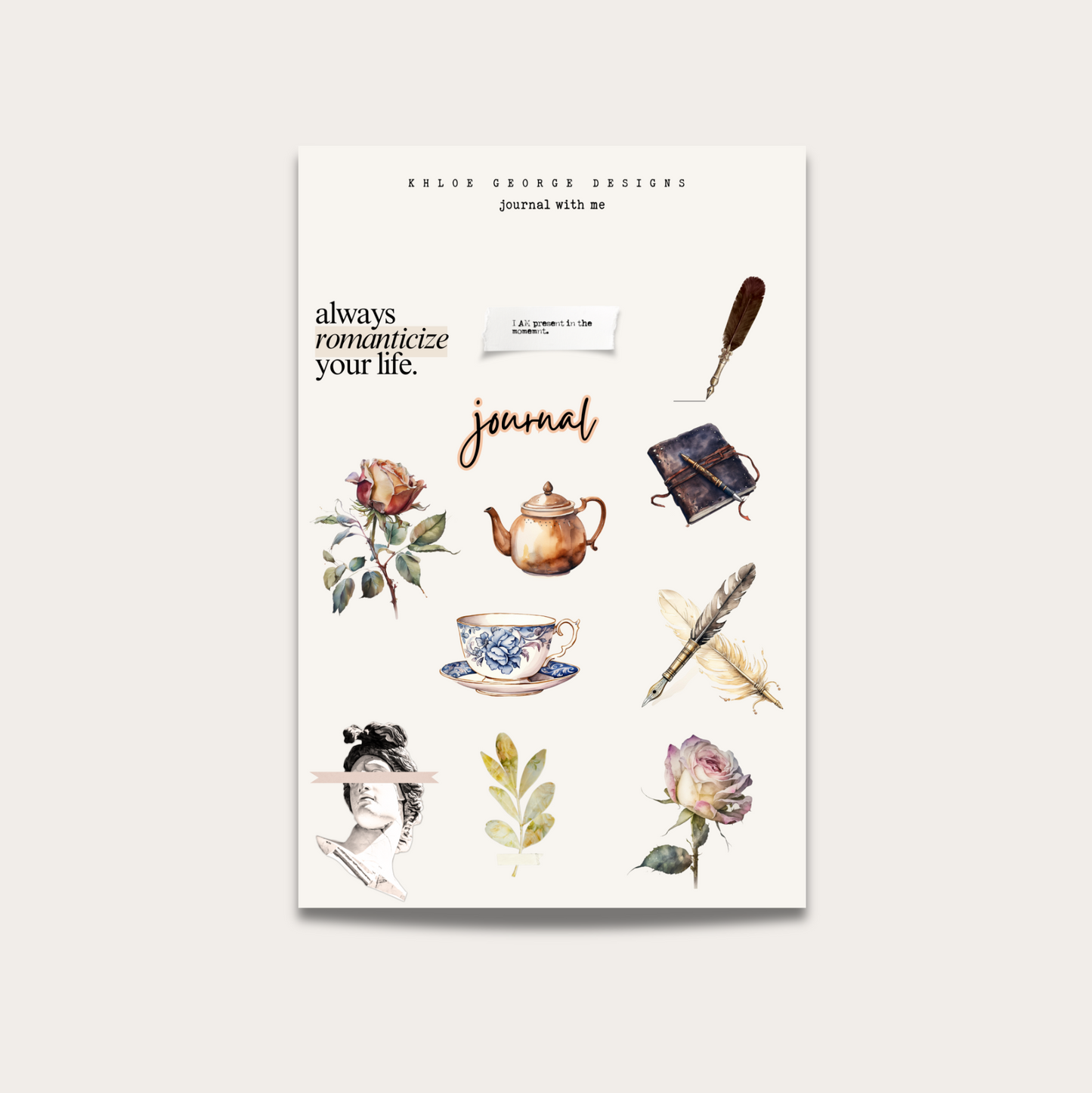 Matte Journal With Me Sticker Sheet