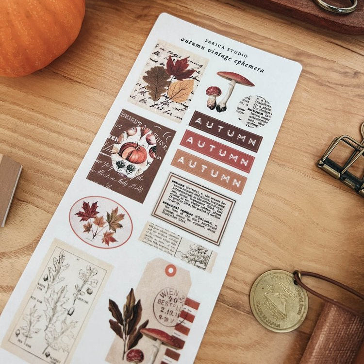 Autumn Vintage Ephemera Stickers - Sarica Studio