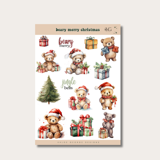 Beary Merry Christmas Sticker Sheet