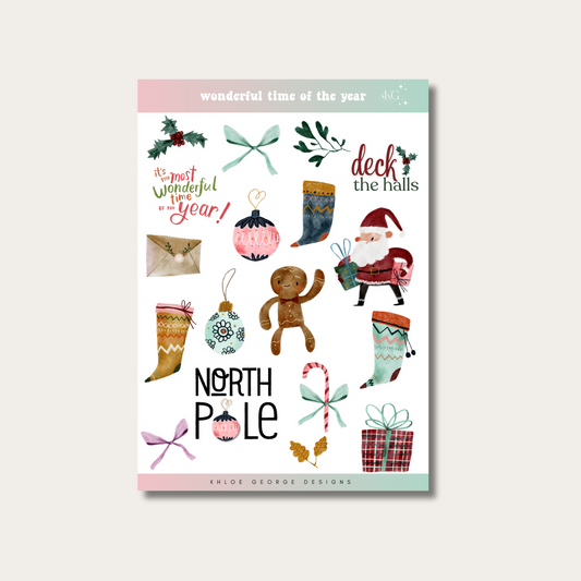 Wonderful Time of the Year Christmas Sticker Sheet