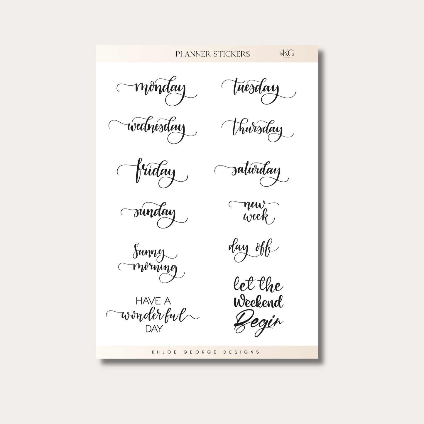 Everyday Planner Sticker Sheet - Classy Collection (Set of 2)