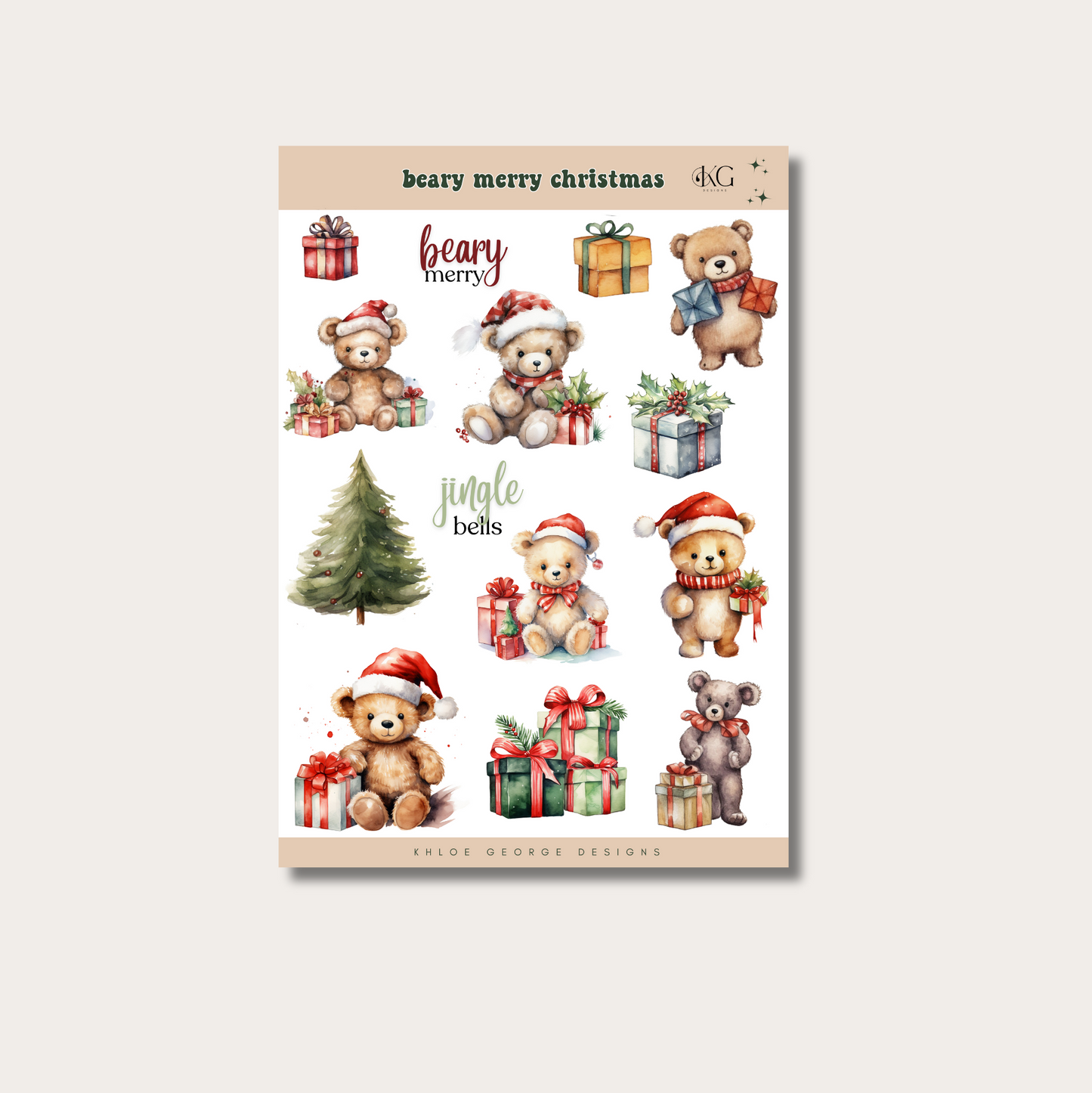 Beary Merry Christmas Sticker Sheet