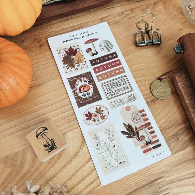 Autumn Vintage Ephemera Stickers - Sarica Studio