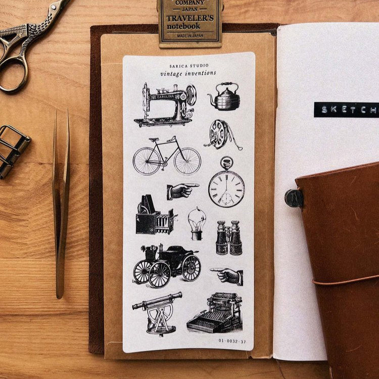 Vintage Invention Stickers-  Sarica Studio