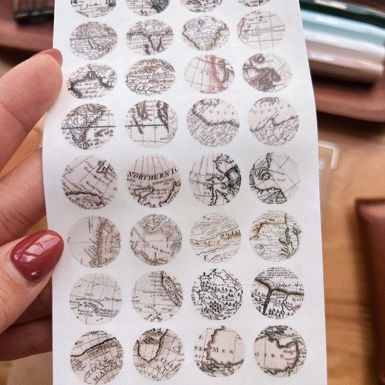 Vintage Map Dot Stickers -  Sarica Studio
