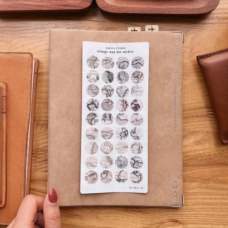 Vintage Map Dot Stickers -  Sarica Studio
