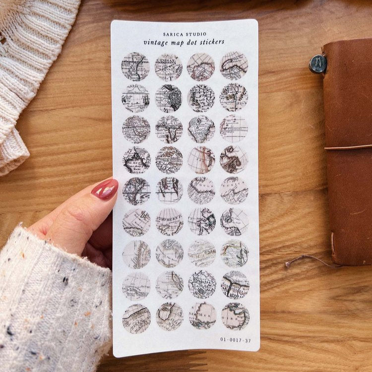 Vintage Map Dot Stickers -  Sarica Studio